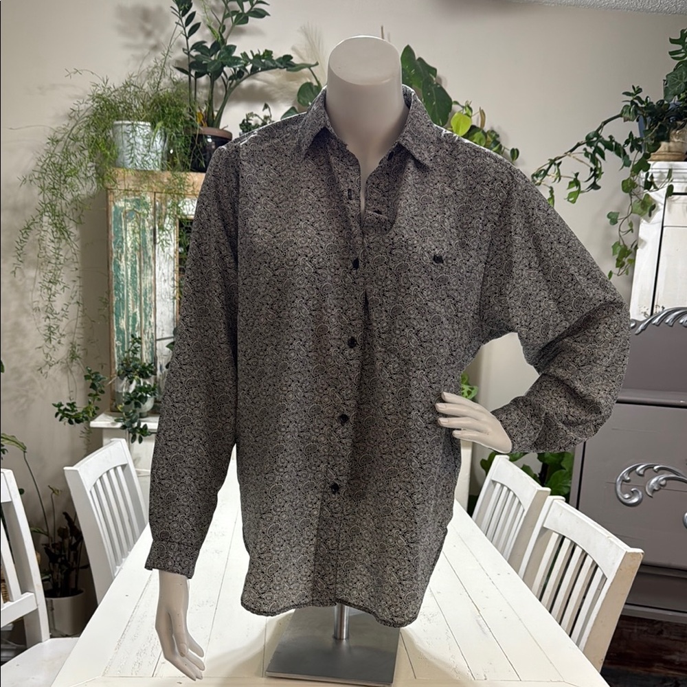 Peters & Ashley vintage size 12 paisley black&white Button-Up Shirt